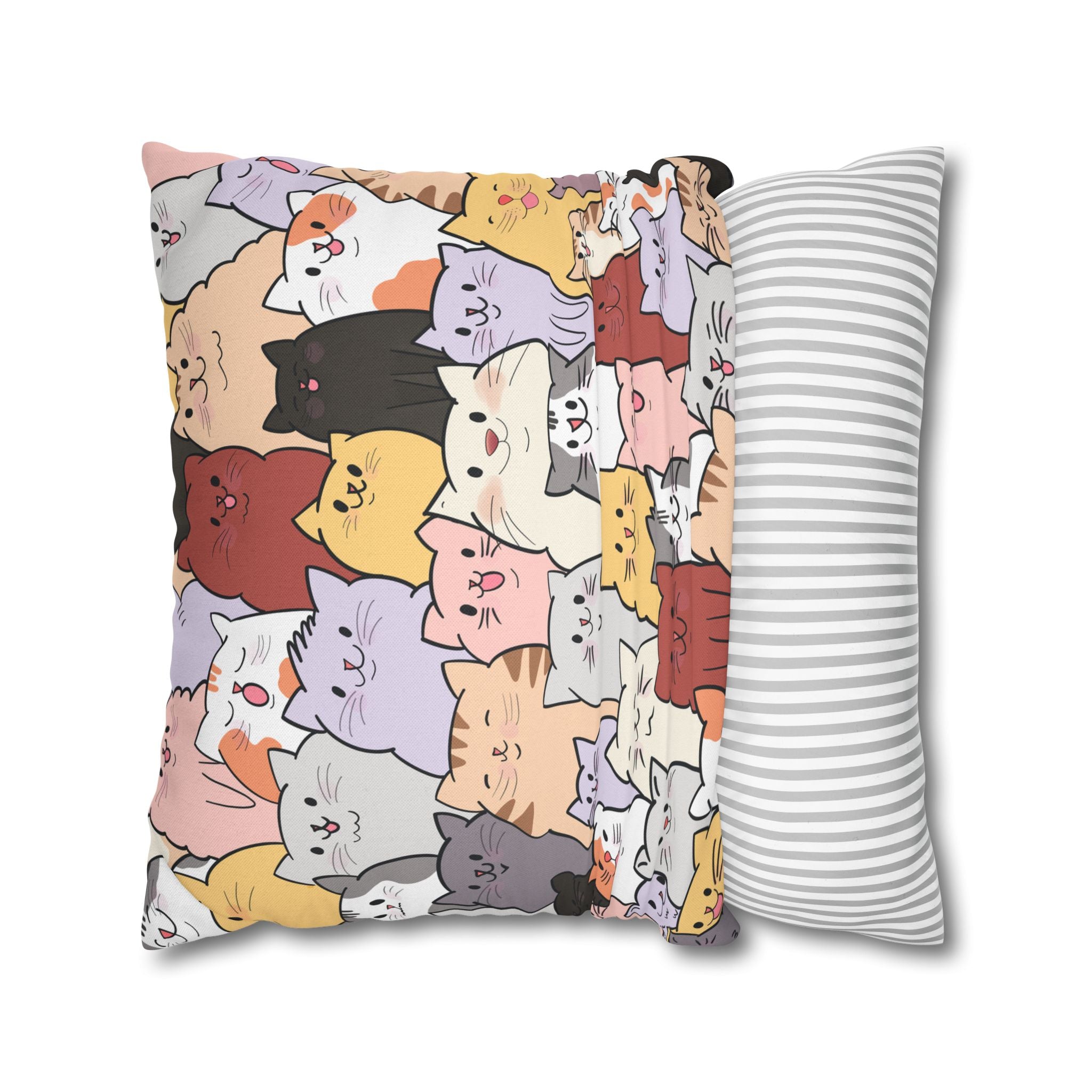 Whimsical Cat Pillowcase, Cozy Home Decor, Gift for Cat Lovers, Cute Pet-Themed Cushion Cover, Cat Lovers' Gift, Fun Cat Design