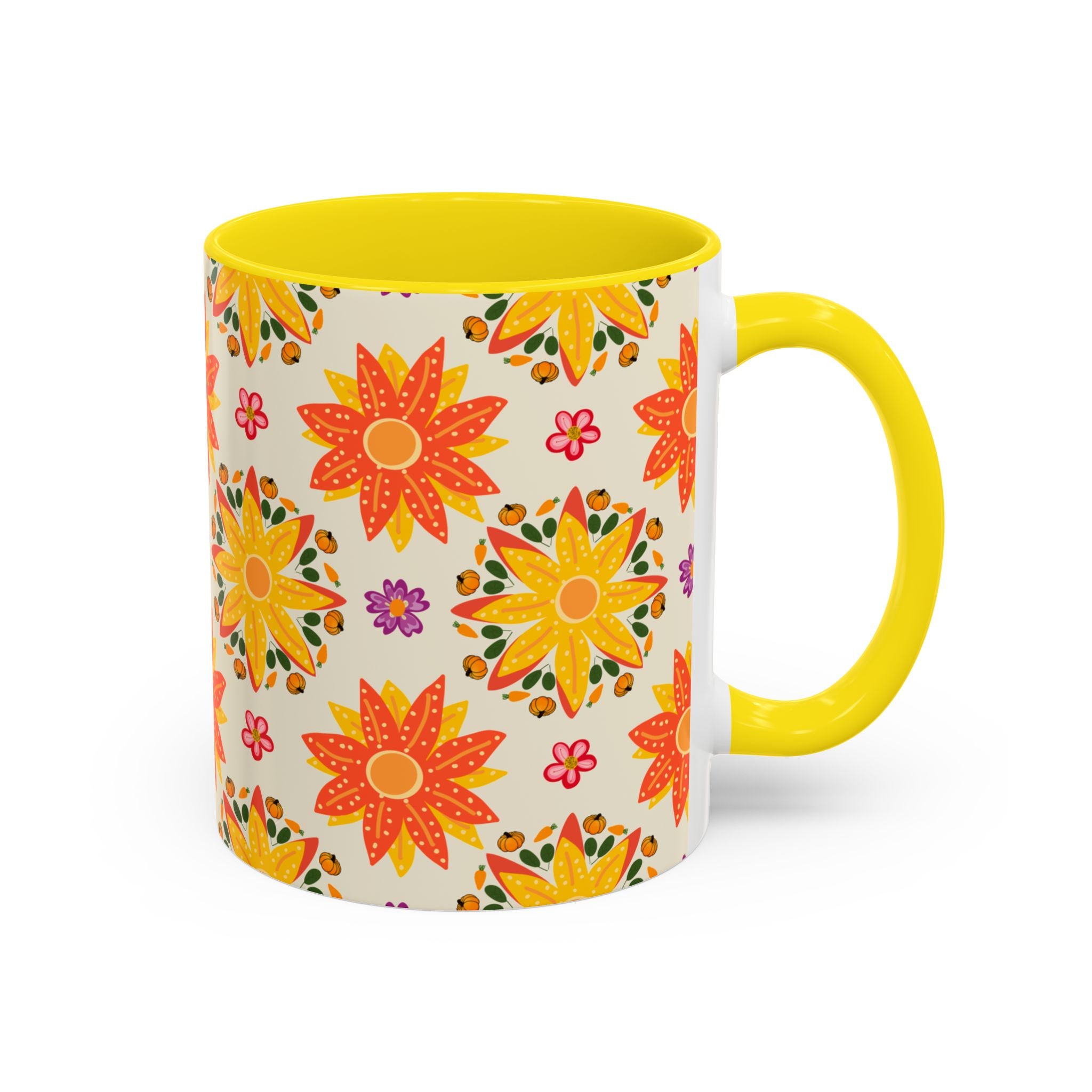 Vibrant Floral Accent Coffee Mug - Perfect for Home, Office, Gifts, Decorative Kitchenware, Unique Drinkware