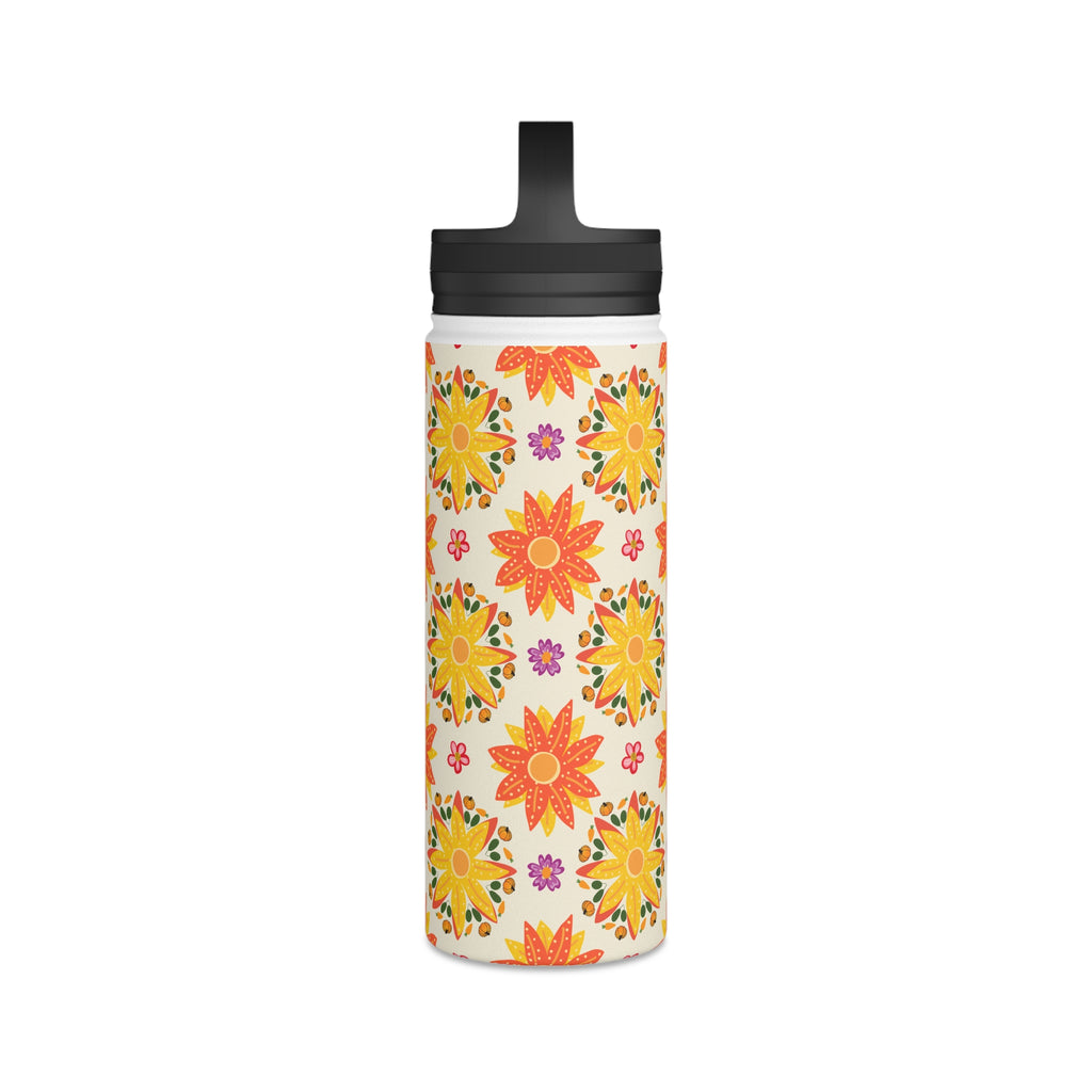 Floral Stainless Steel Water Bottle, Motivational Hydration, Eco-Friendly Gift for Fitness, Travel, Yoga, Summer, Outdoors