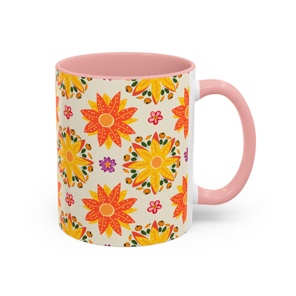 Vibrant Floral Accent Coffee Mug - Perfect for Home, Office, Gifts, Decorative Kitchenware, Unique Drinkware