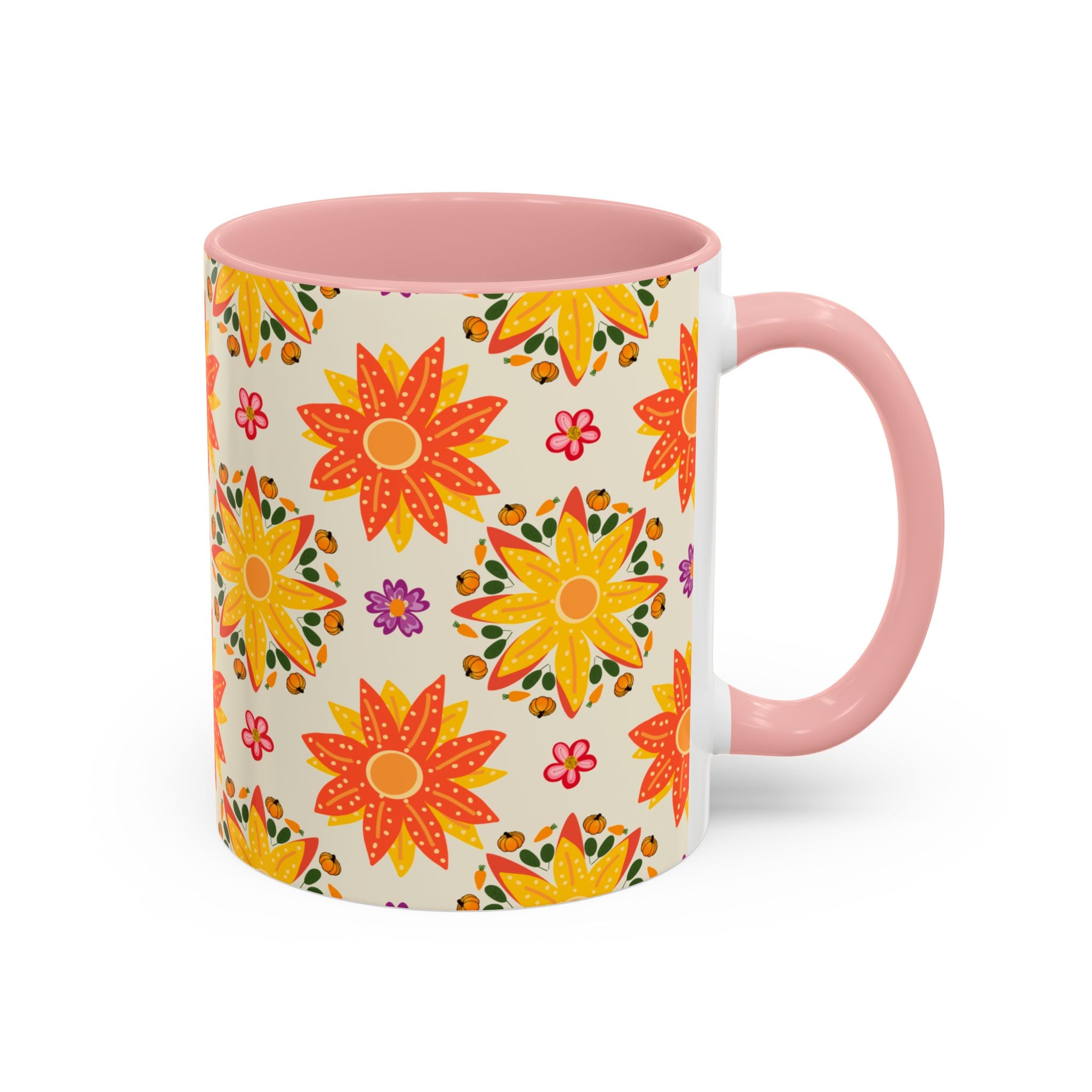 Vibrant Floral Accent Coffee Mug - Perfect for Home, Office, Gifts, Decorative Kitchenware, Unique Drinkware