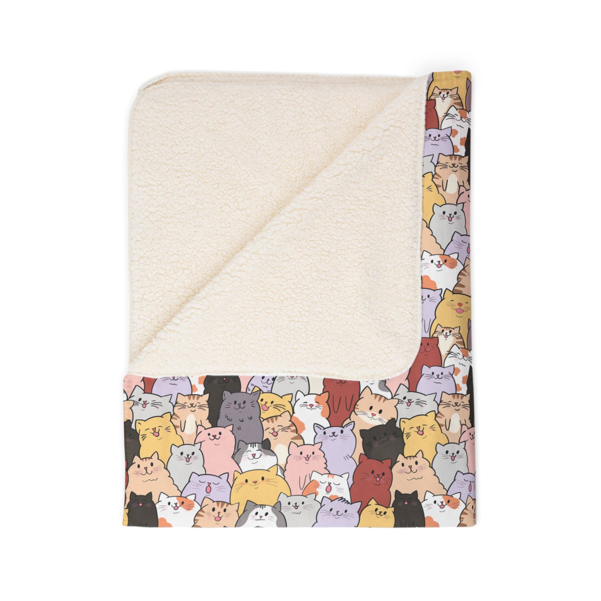 Cozy Fleece Sherpa Blanket with Fun Cat Pattern - Perfect for Snuggling, Gifts, Home Decor, Movie Nights, and Cozy Evenings