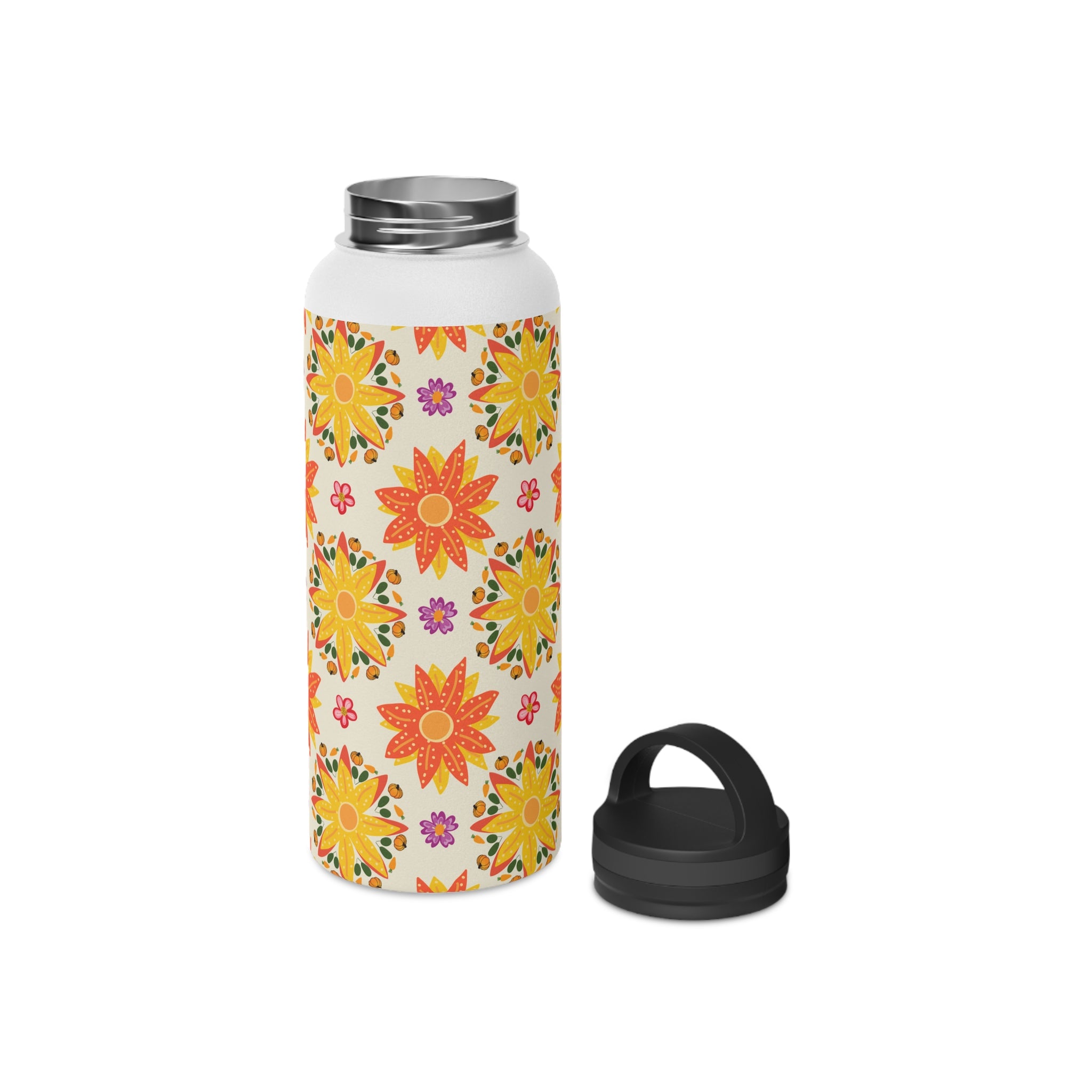 Floral Stainless Steel Water Bottle, Motivational Hydration, Eco-Friendly Gift for Fitness, Travel, Yoga, Summer, Outdoors