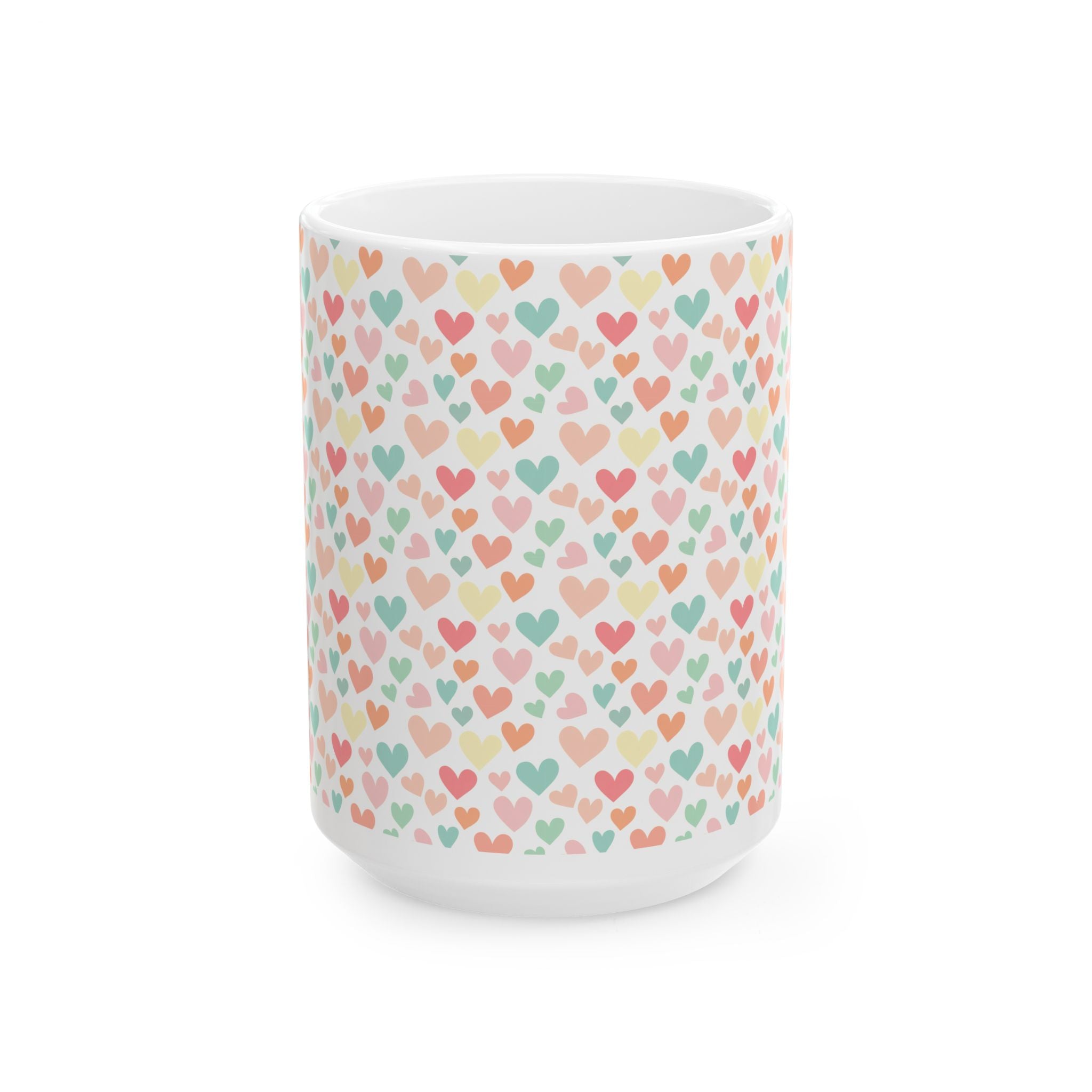 Heart Pattern Ceramic Mug | Cute Coffee Cup | Gift for Her | Colorful Heart Mug | Love-themed Drinkware | Valentine's Day Gift