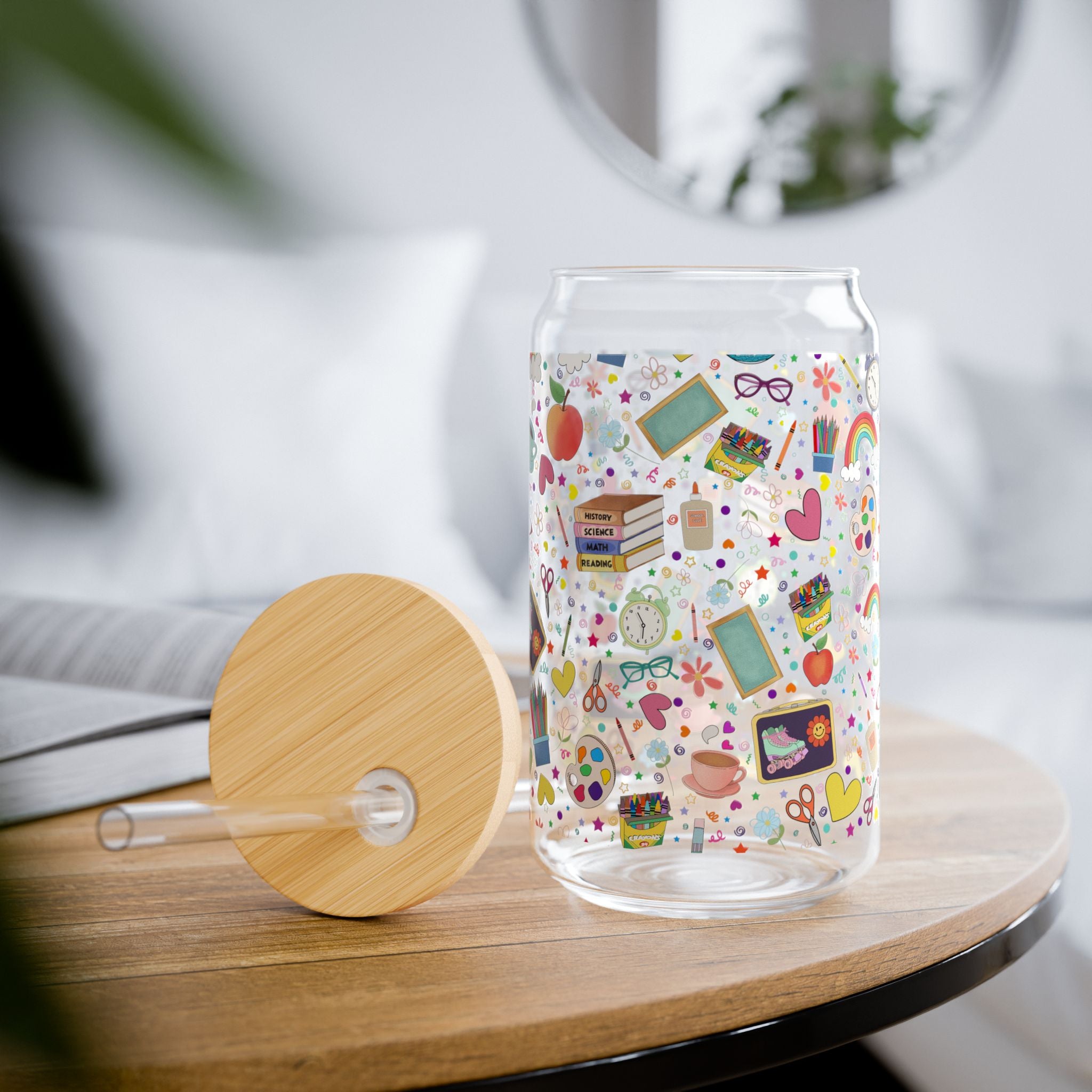 Colorful Sipper Glass, 16oz Drinkware, Fun & Whimsical, Perfect for Kids, Parties, and Everyday Use, Eco-Friendly Beverage Container