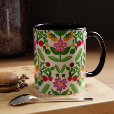Bohemian Floral Accent Coffee Mug | Gift for Tea Lovers, Home Decor, Office Mug, Plant Lover's Gift, Spring Decor