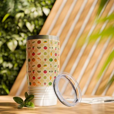 Colorful Fruit Pattern Tumbler, Eco-Friendly 20oz Travel Cup, Perfect Gift for Fruit Lovers, Cute Coffee Mug, Outdoor Adventure Drinkware