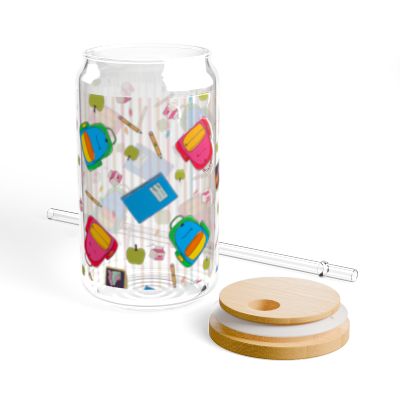 Colorful Sipper Glass, 16oz | Vibrant Straws | Perfect for Parties, Kids' Snacks, Juice, Beverages, Gifts