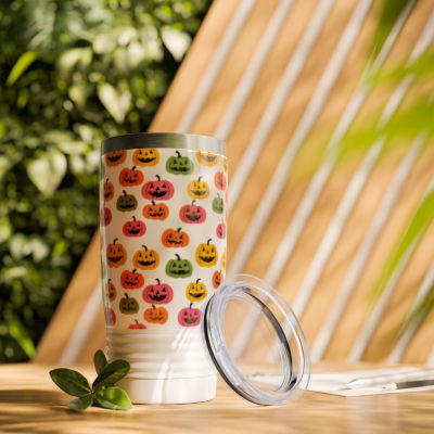 Halloween Pumpkin Tumbler | 20oz Ringneck Travel Mug, Holiday Drinkware, Fall Decor, Pumpkin Lovers Gift, Seasonal Essentials